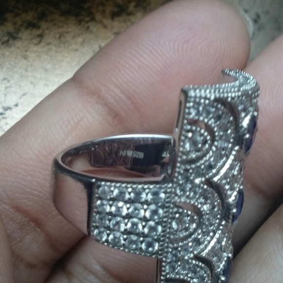 925, 2.48ctw Genuine Blue Sapphire & White Topaz Ring. FIRM. - Picture 6 of 17